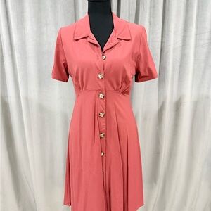 Good Luck Gem Coral Button-Front Dress